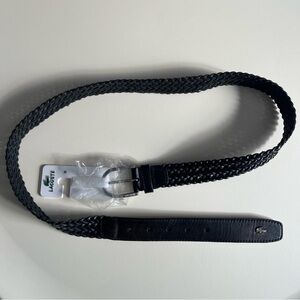 Lacoste Black Leather Braided Belt